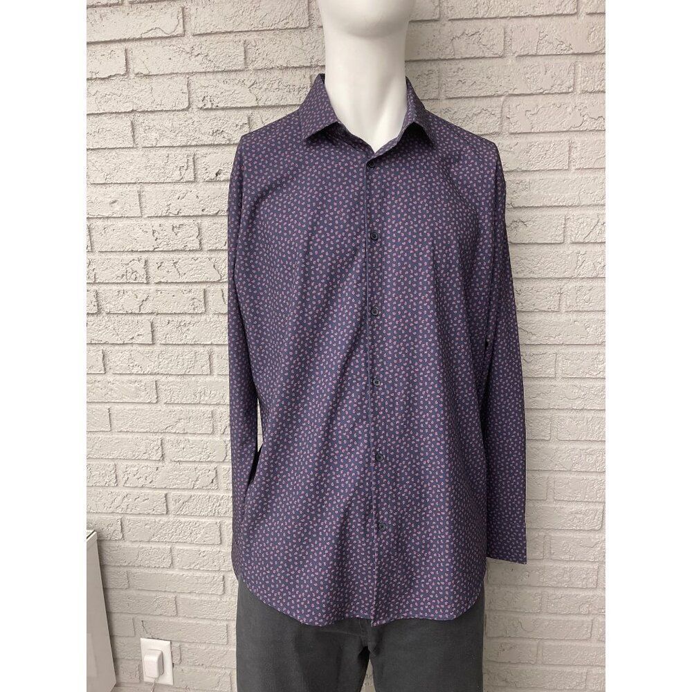 Mizzen + Main Leeward Blue Paisley Button Down Men Dress Shirt Size XL